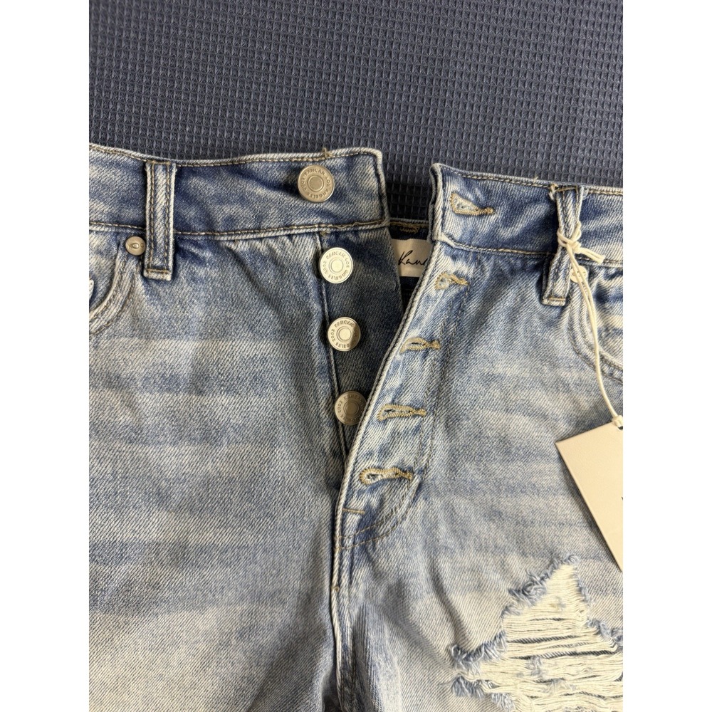 KanCan High Rise Distressed Denim Mom Shorts Women's Size 7/27 Light Wash NWT - Picture 6 of 12